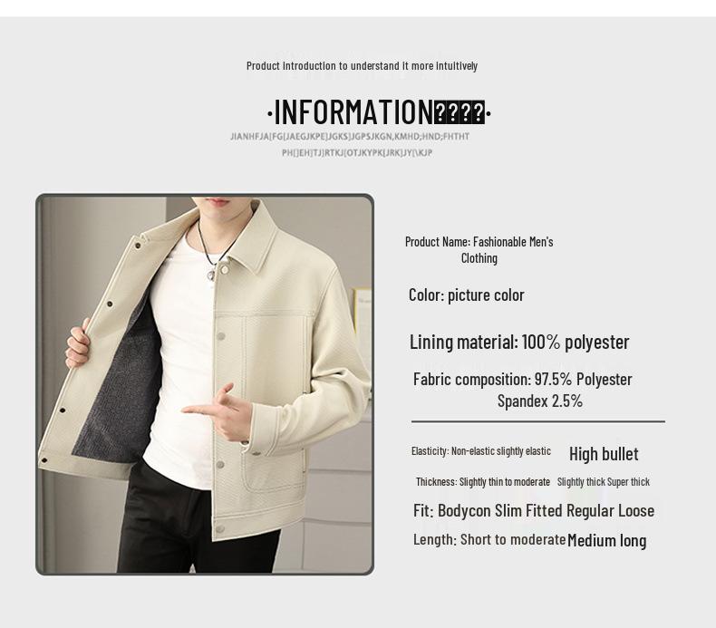 Men's 2026 Spring New Contrast Stitching Lapel Jacket - Korean Style Casual High-End Outerwear