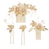4PCS Gold Flower Leaf Bridal U-shaped Pearl Hair Pins Headpieces Hair Accessories Weddingfor Brides Bridesmaids Women Girls