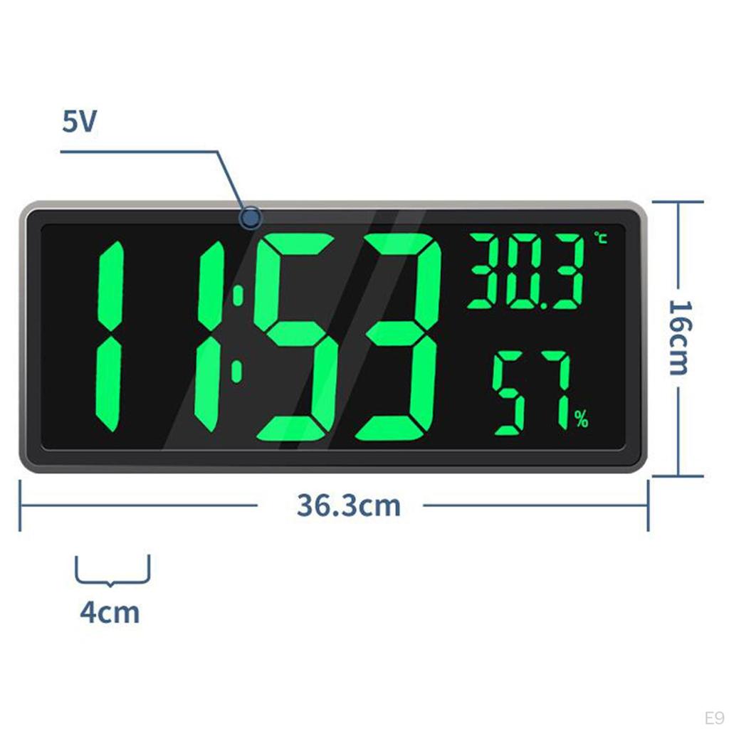 Orologio Luminosità Dimmer a 3 Livelli con Temperatura e Umidità Interna Elettronico a Numeri Grandi 12/24H