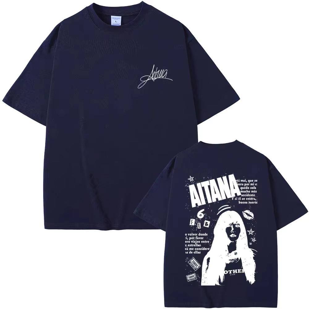 Singer Aitanas Portrait Tshirt Fan Gift CUARTO AZUL World Tour Merchandise Tshirt All Seasons Couple Streetwear Tops