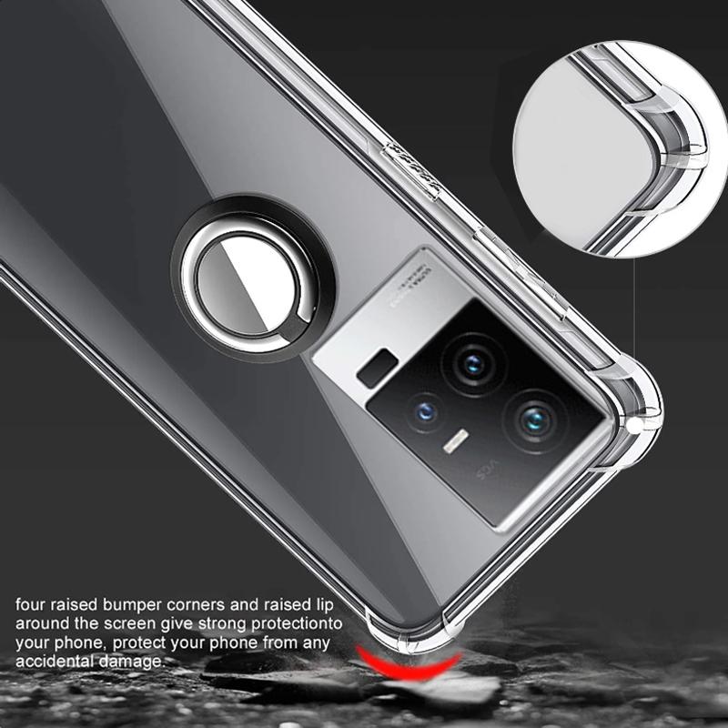 Ring Stand Clear Case For Vivo iQOO 11S Holder Bracket Shockproof Transparent Case For Iqqo 11 10 9 8 7 Pro Soft Silicone Phone Protective Cover Shell