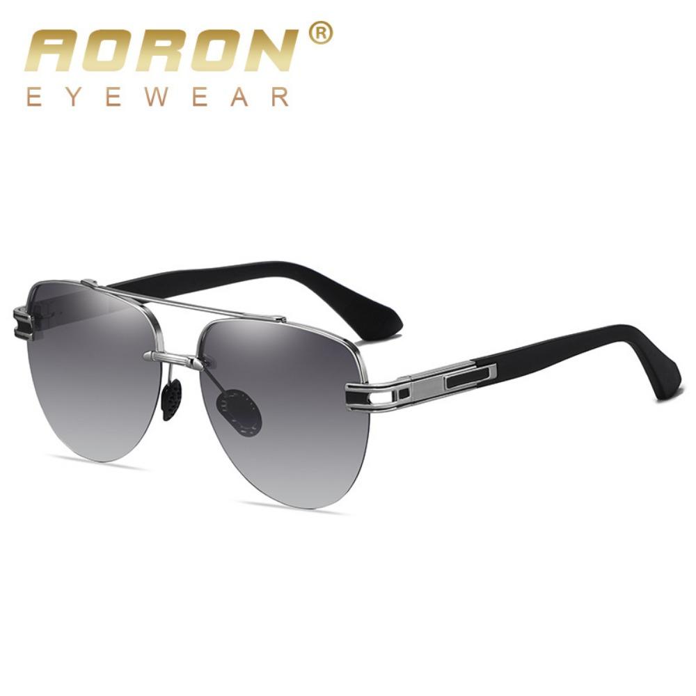 aoron Polarized Men's Large Frame Borderless Sunglasses Fashion Metal Sunglasses Glasses