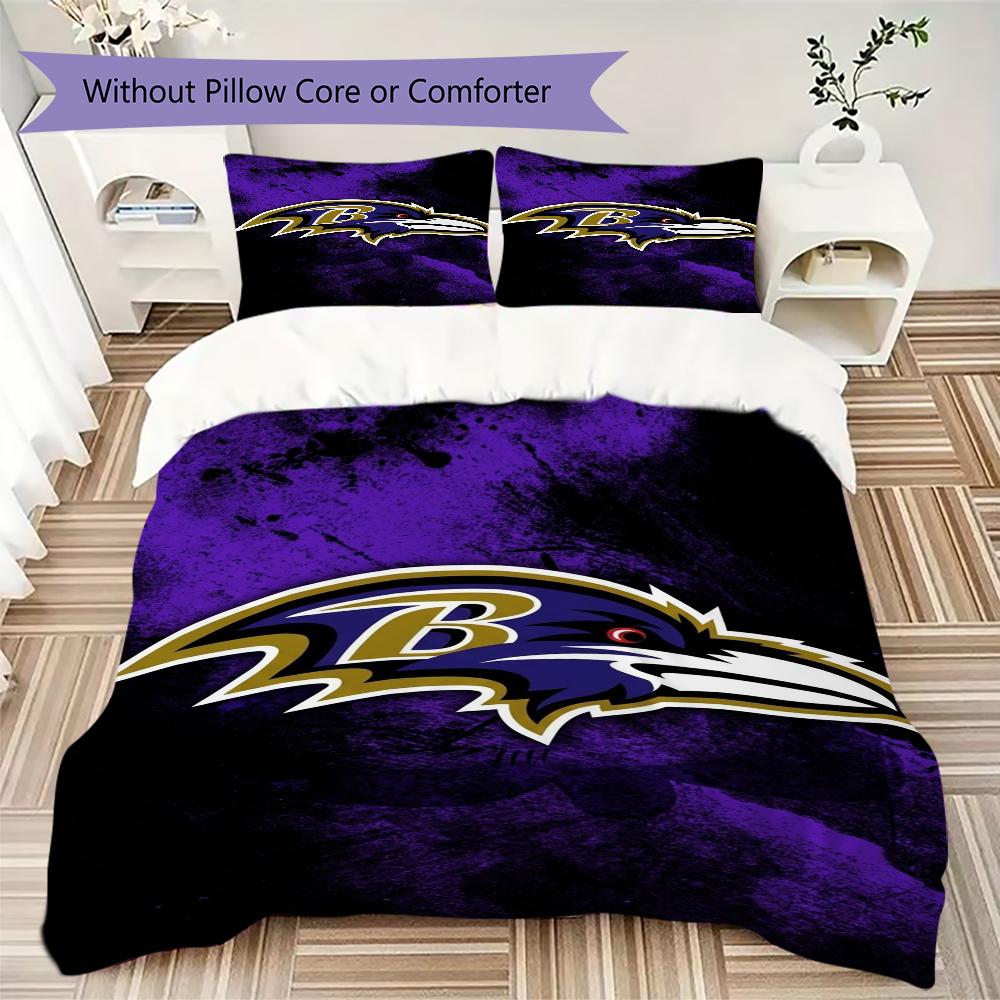 Baltimore Ravens Muster Bettwäsche Steppset Steppdecke Kissenbezug Heimdekoration Geburtstagsgeschenk (1*Bettbezug + 2*Kissenbezug ohne Füllung)