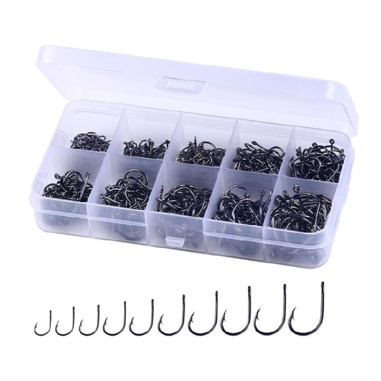 100/500pcs Steel Barbed Fish Hook Rustproof Carp Circle Hooks Baits Holder Hook