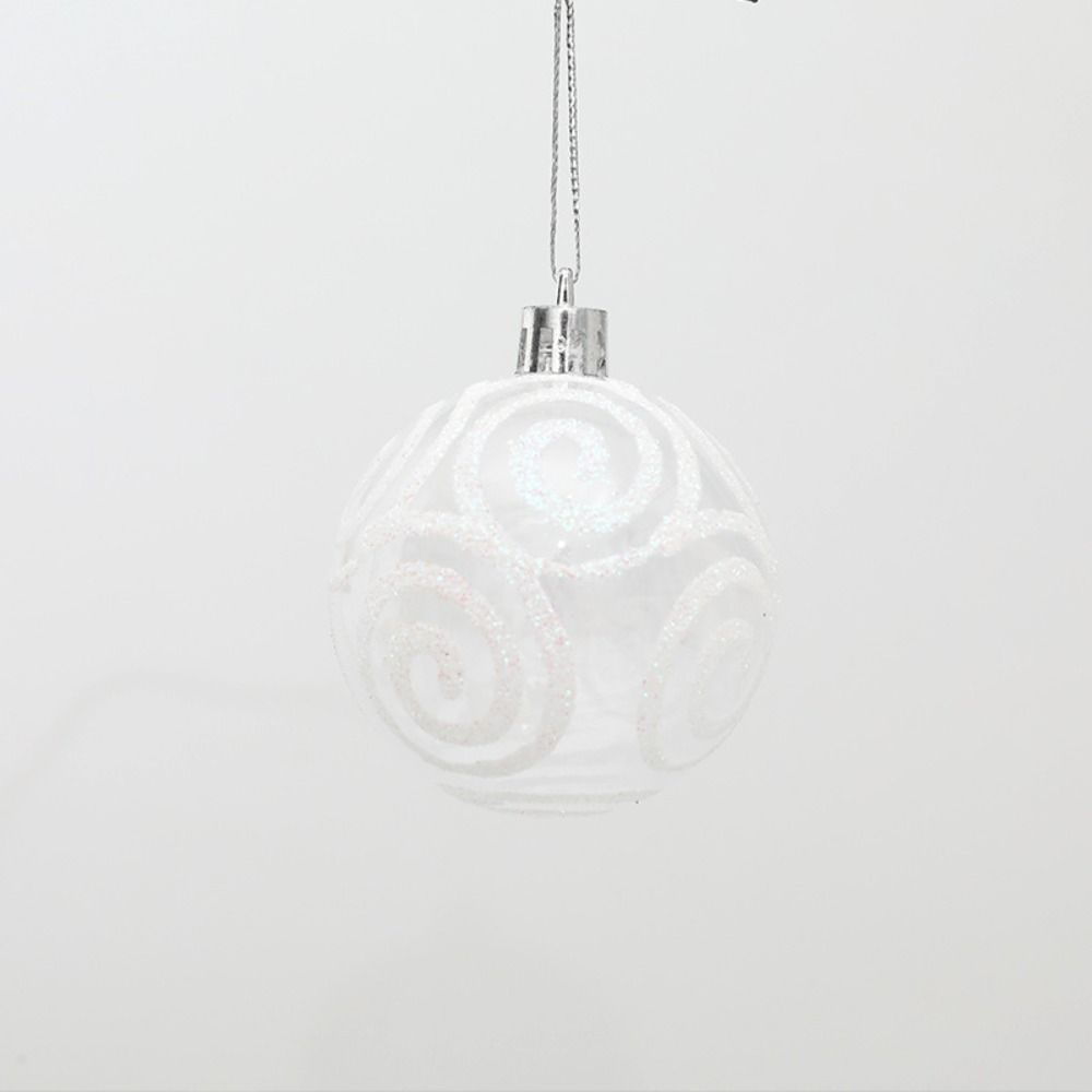 6pcs 6cm Christmas Ball Delicate White Painted Ball Christmas Tree Pendant  Office