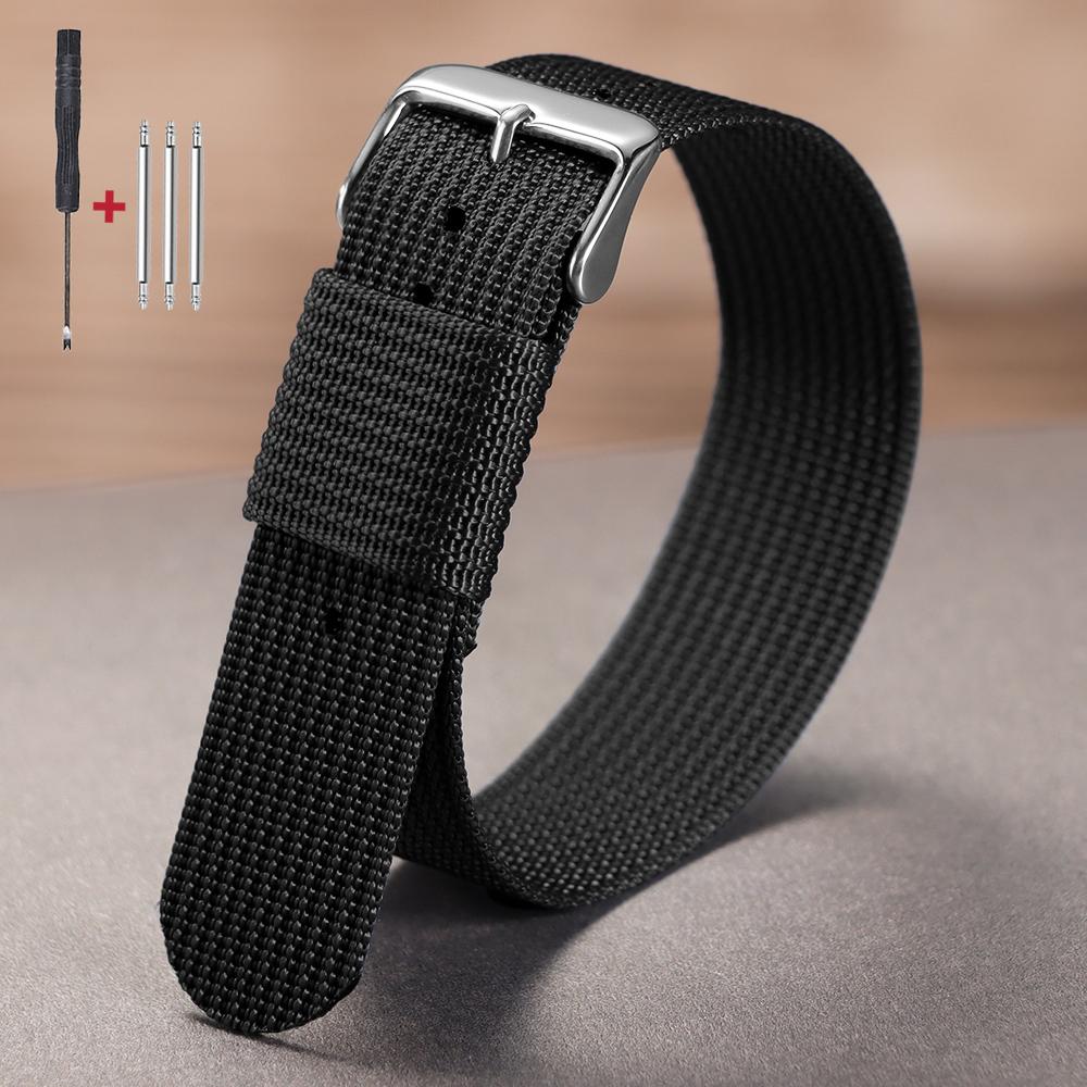 Army Sports Breathable Nylon Watch Band 18/20/22mm Braided Nylon Strap for Seiko Men's Fabric Nylon Bracelet Wristbelt for Omega