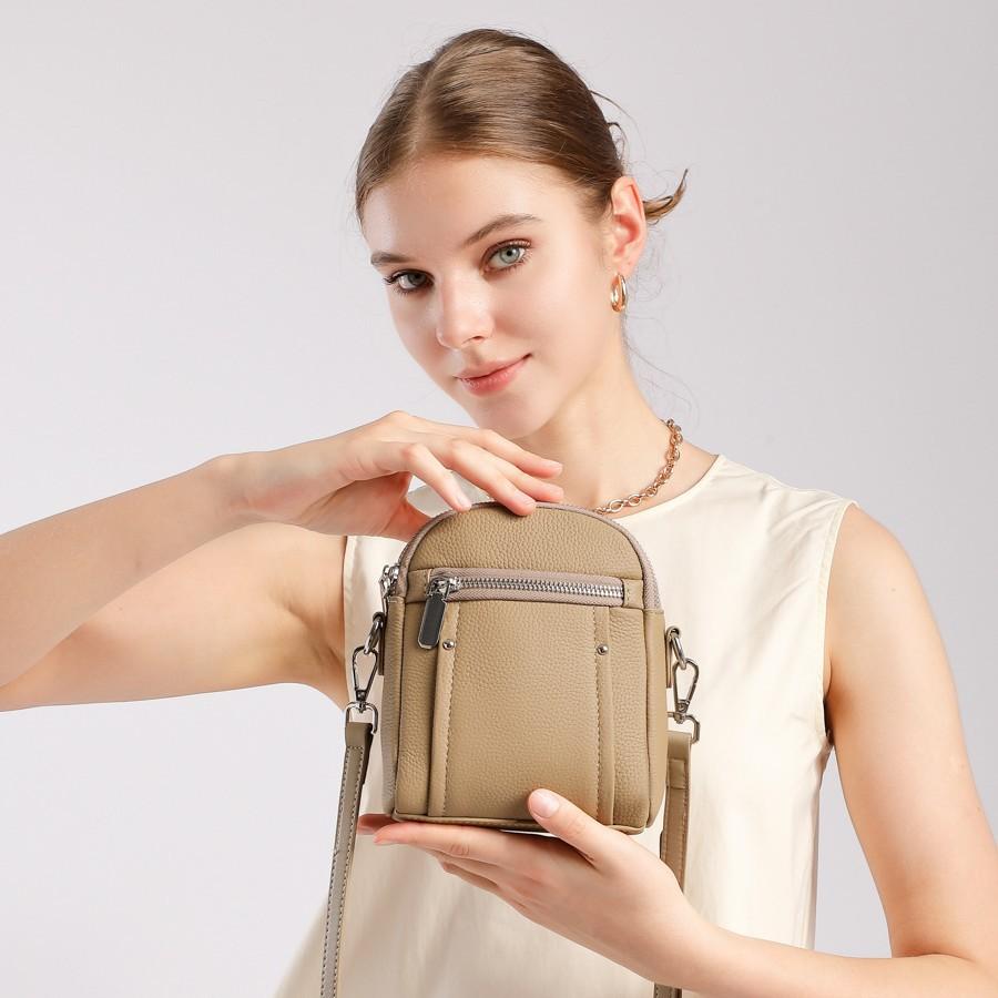 TOGO top-grain leather phone bag, mini versatile shoulder crossbody bag, new women's casual handbag, coin purse