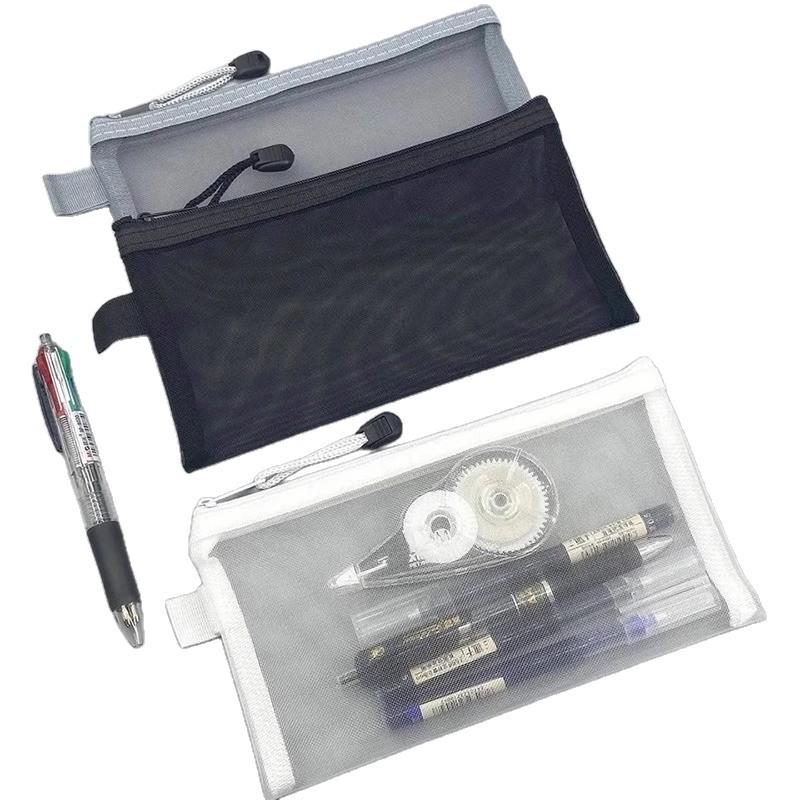 Large Capacity Transparent Pencil Case for Students - Mesh Stationery Bag