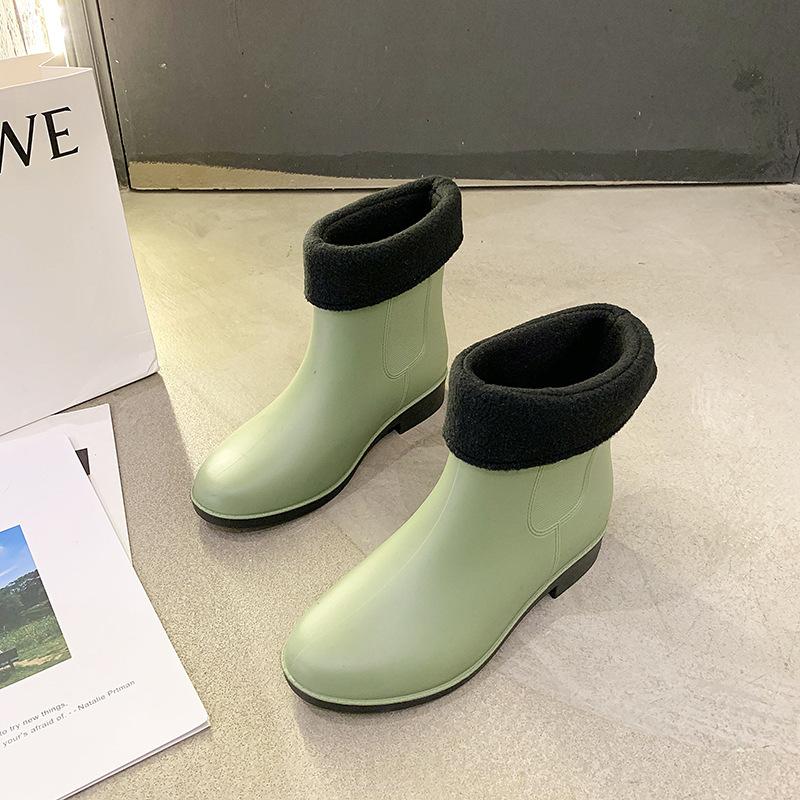 Four Seasons Rain Shoes Women's Chelsea Rain Boots Short Non-slip Waterproof Shoes Fashion Martin Boots Low Heel Casual Adult Rain Boots