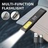Kompakte Mehrfachmodus-Taschen-LED-Taschenlampe USB-C Wiederaufladbare Taschenlampe mit Rot-Blau-Stroboskop für Zuhause, Camping, Notfall, EDC & Reise