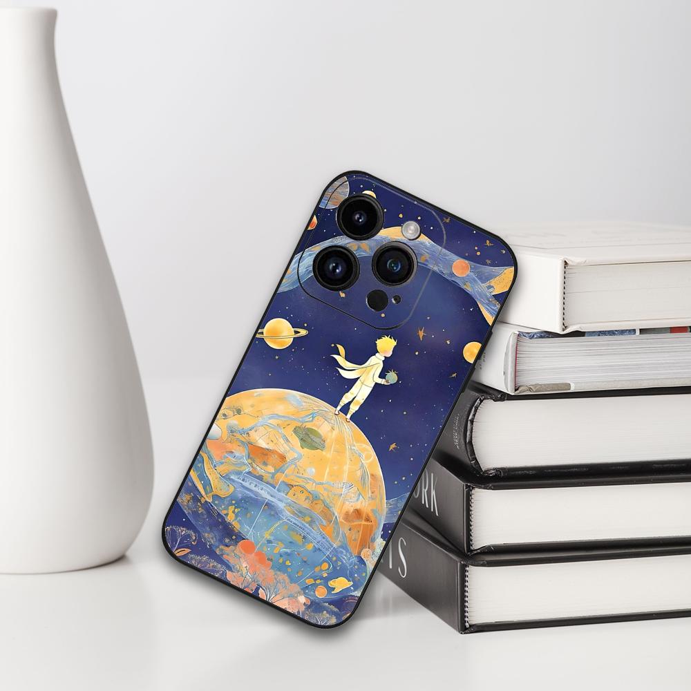Little Prince Phone Case For Iphone 16 15 11 13 14 Pro Max 7 8 Plus X Xr Xs Max 12mini Black Shell Cover Case