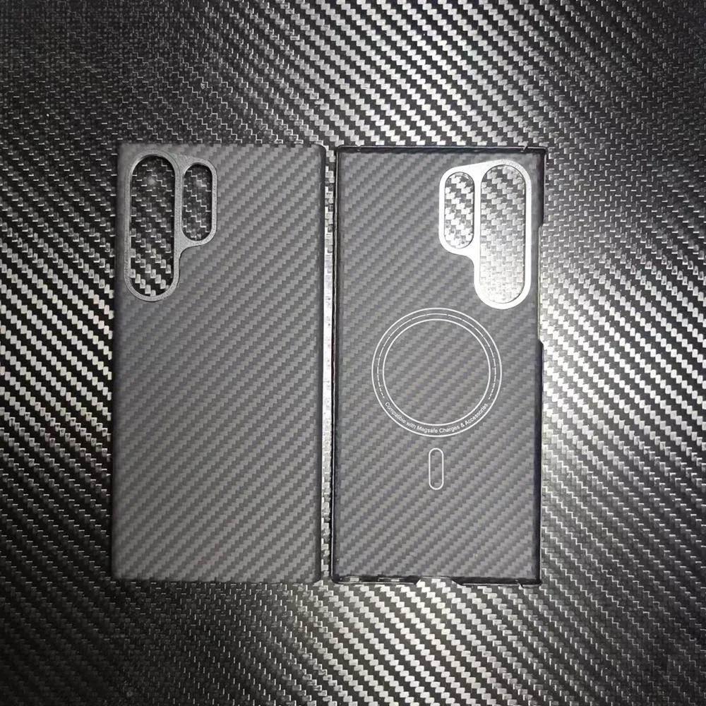 For Magnetic Magsafe Charger For Samsung Galaxy S25 S24 S23 Ultra Carbon Fiber Case Shockproof Thin S23 /S24 Ultra Carbon Cover
