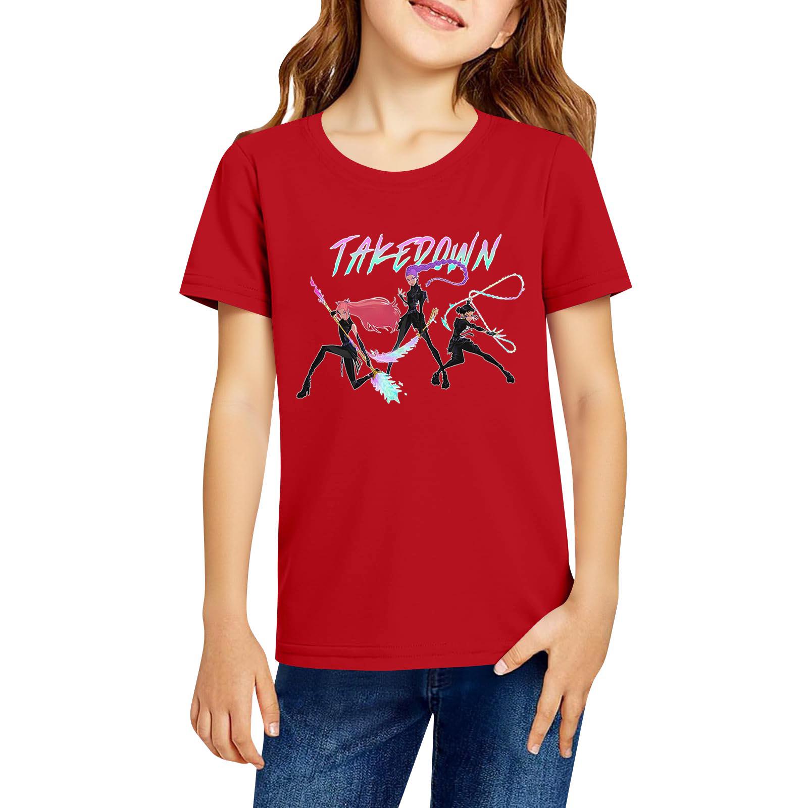 

Модная рабочая одежда с короткими рукавами и круглым вырезом, топы с принтом для детских летних топов 160