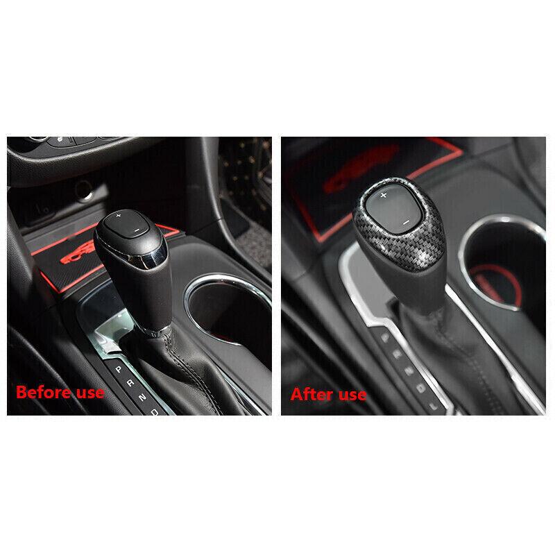 For Chevrolet Equinox 2018- Car Carbon ABS Grain Gear Shift Knob Cover Trim