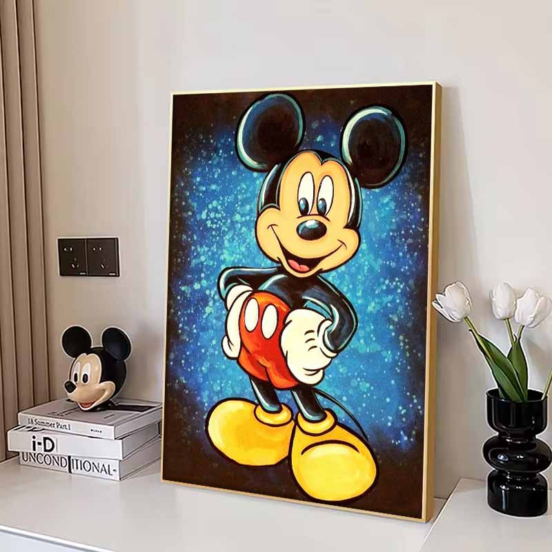 Disney Diamond Painting Mickey Mouse Starry Sky Oil Painting Style Art Painting Diamond Mosaic Cross Stitch Diamond Inlay Room Decoration Gift