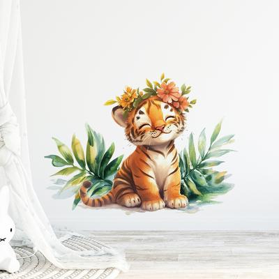 Cartoon Tiger Animal Wall Sticker Waterproof Removable Self-Adhesive for Kids Room Living Room Home Decor Art