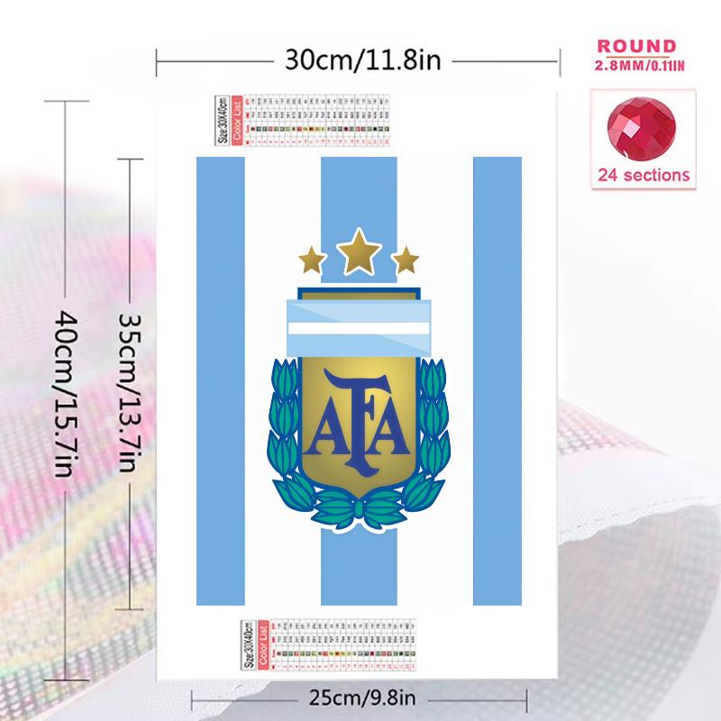 Argentina football logo Pattern 3pcs 100% Round Full Drill 5D DIY Diamond Painting Embroidery Cross Stitch Rhinestone Décor