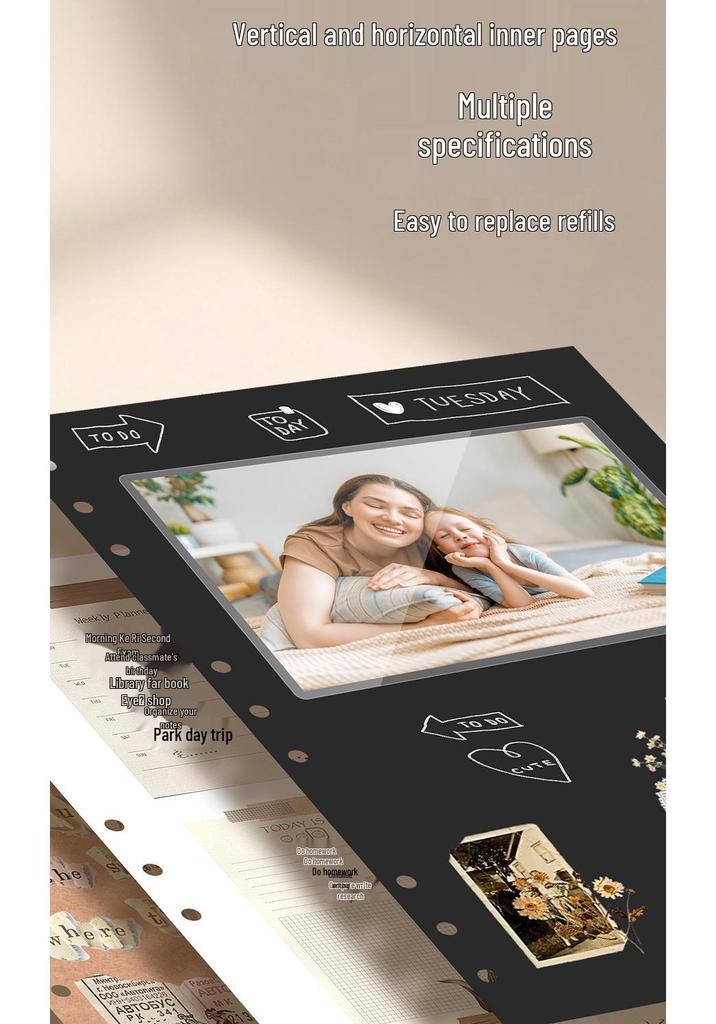 Multi-Size DIY Photo Album Binder with Black Card Pages