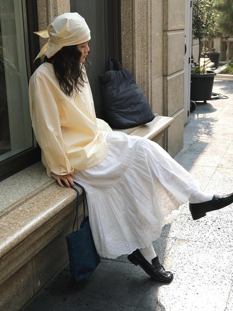 Louvre Bohemian Floral Hollow-Out Midi Skirt: Romantic, Elastic Waist, Loose Fit for Women