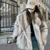 New Toka Imitation Fox Fur Coat Women's Medium and Long Temperament Large Lapel Loose Women's Coat