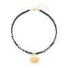 Beaded Necklace for Women Gold Sun Moon Pendant Necklace Summer Sunflower Pendant Colorful Rice Beads Choker Necklace Christmas