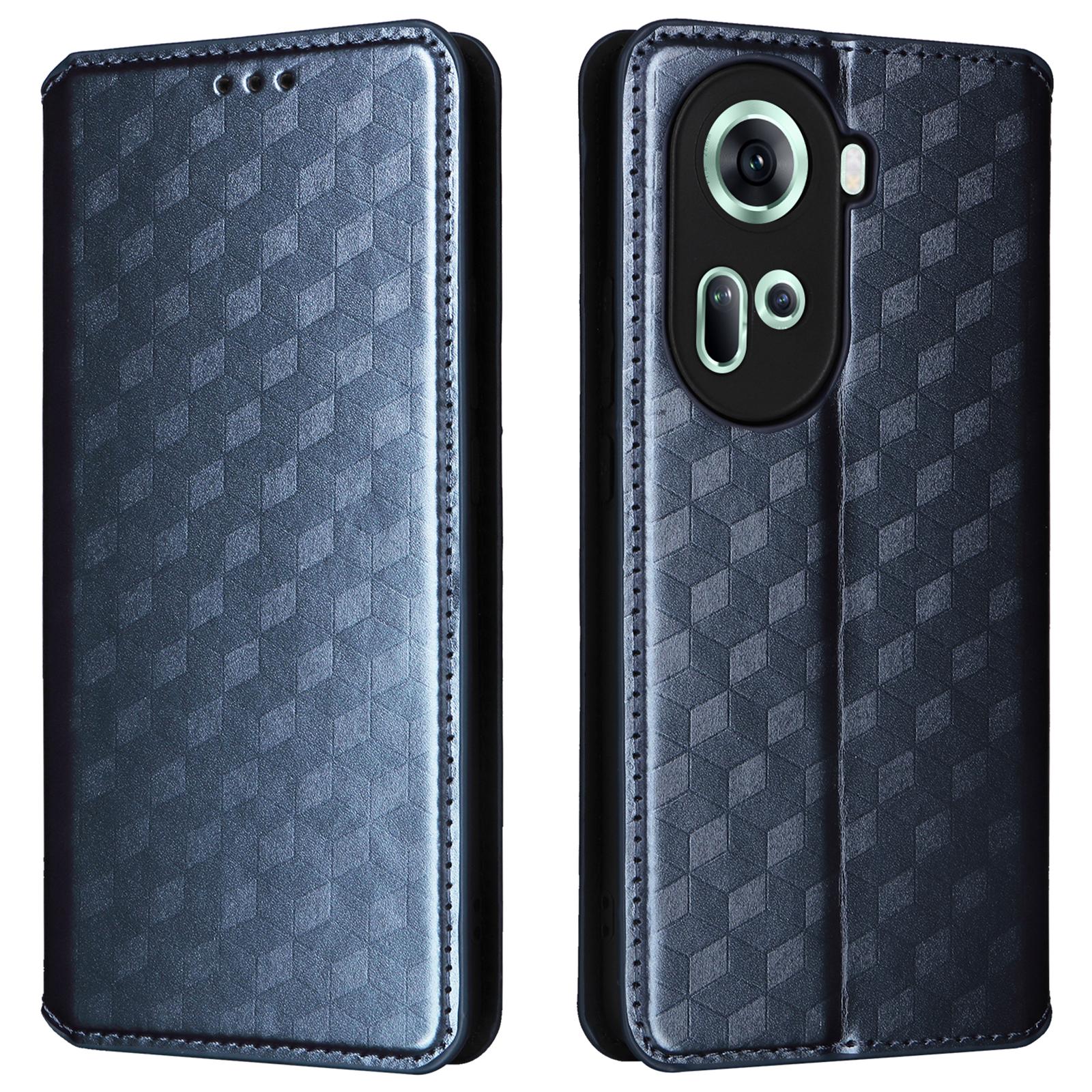 

For Oppo Reno11 5G (Global) Leather Wallet Case Rhombus Imprinted Magnetic Closing E