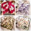 53x53cm 100% Mulberry Silk Scarf Luxury Square Hair Bandana Elegant Head Wrap Neckerchief Sunscreen Shawl for Women