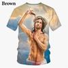 Virgin Mary T Shirt Goddess Of Mercy 3D Print T-Shirt Christian Blessed Jesus God T Shirts Womens Clothing Unisex Short Tops