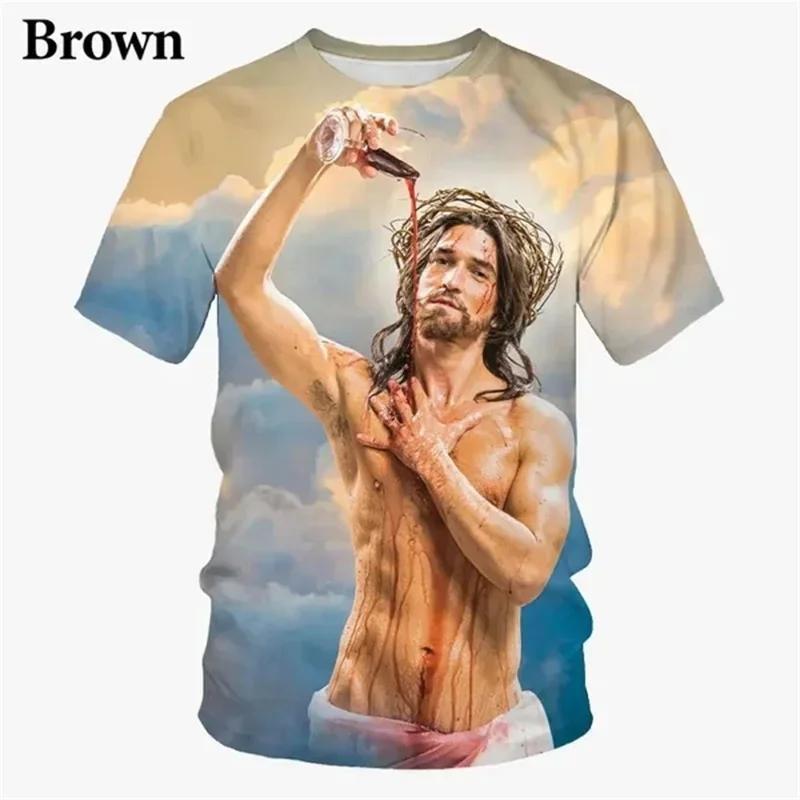 Virgin Mary T Shirt Goddess Of Mercy 3D Print T-Shirt Christian Blessed Jesus God T Shirts Womens Clothing Unisex Short Tops