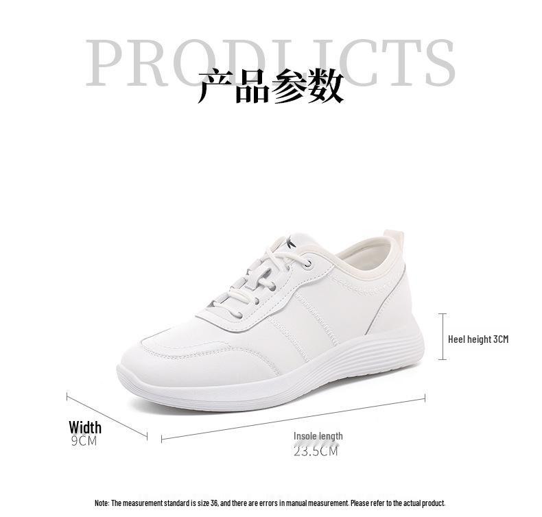 Red Dragonfly Women's Spring Leather Casual Sports Shoes - Genuine Leather, Soft Sole, Waterproof Little White Shoes
