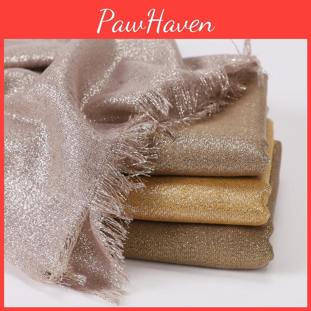 Elegant Scarf Solid Tassel Twoend Color With Gold And Silver Threads