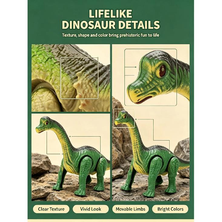Wind-Up Automatic Walking Mechanical Dinosaur Toy Set,Realistic Dino Figures Educational Playset,Birthday Christmas Gift for Kid