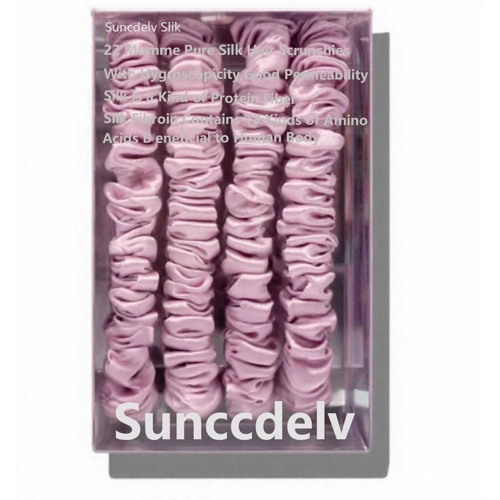 4PCS 100% Silk Watermelon Red Scrunchies Hair Ties Hair Scrunchies Women Hair Accessories