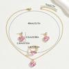 Ins Japan and Korea Cute Wind Women's Ring Necklace Set Niche Love Inlaid Zircon Design Stud Earrings Collarbone Chain