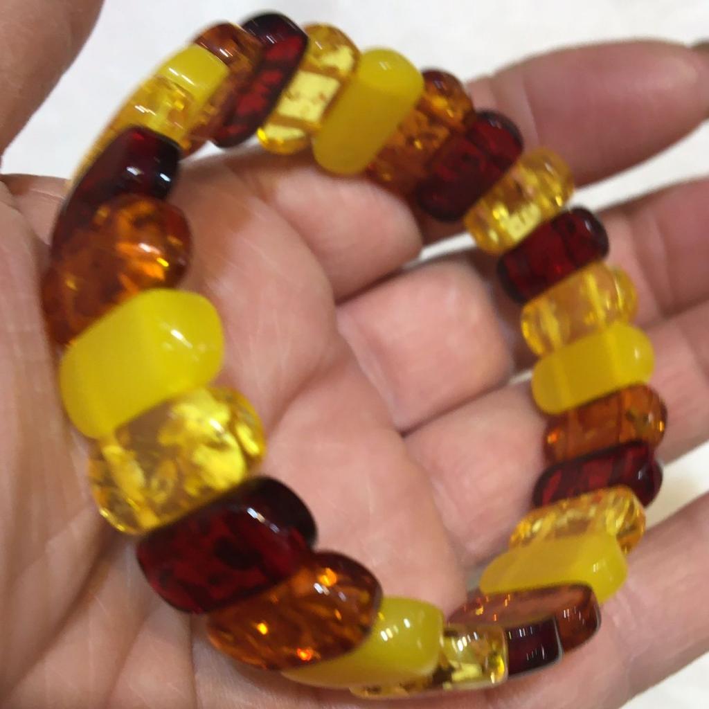 Natuurlijke Kleurrijke Barnsteen Armband Brede Armbanden Mannen Vrouwen Genezende Edelsteen Fijne Sieraden Echte Baltische Bloemen Barnsteen Armbanden