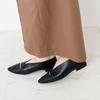 HIMIKO Metal Bar Flat Pumps, Genuine Leather with Soft Cushioning, Black, Size 235 (Product Code: 651303)