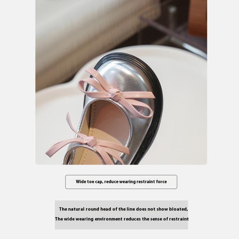 New Spring and Autumn Fashion Girls Bow Soft Sole Leather Shoes