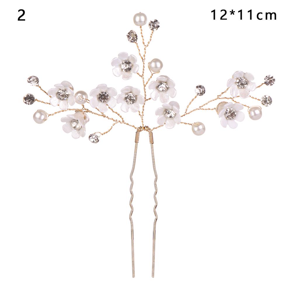 Fashion Elegant Blue Flower Women Hair Combs Headdress Prom Bridal Wedding Hair Accessories Gold Leaves Hair Jewelry Hair Pins