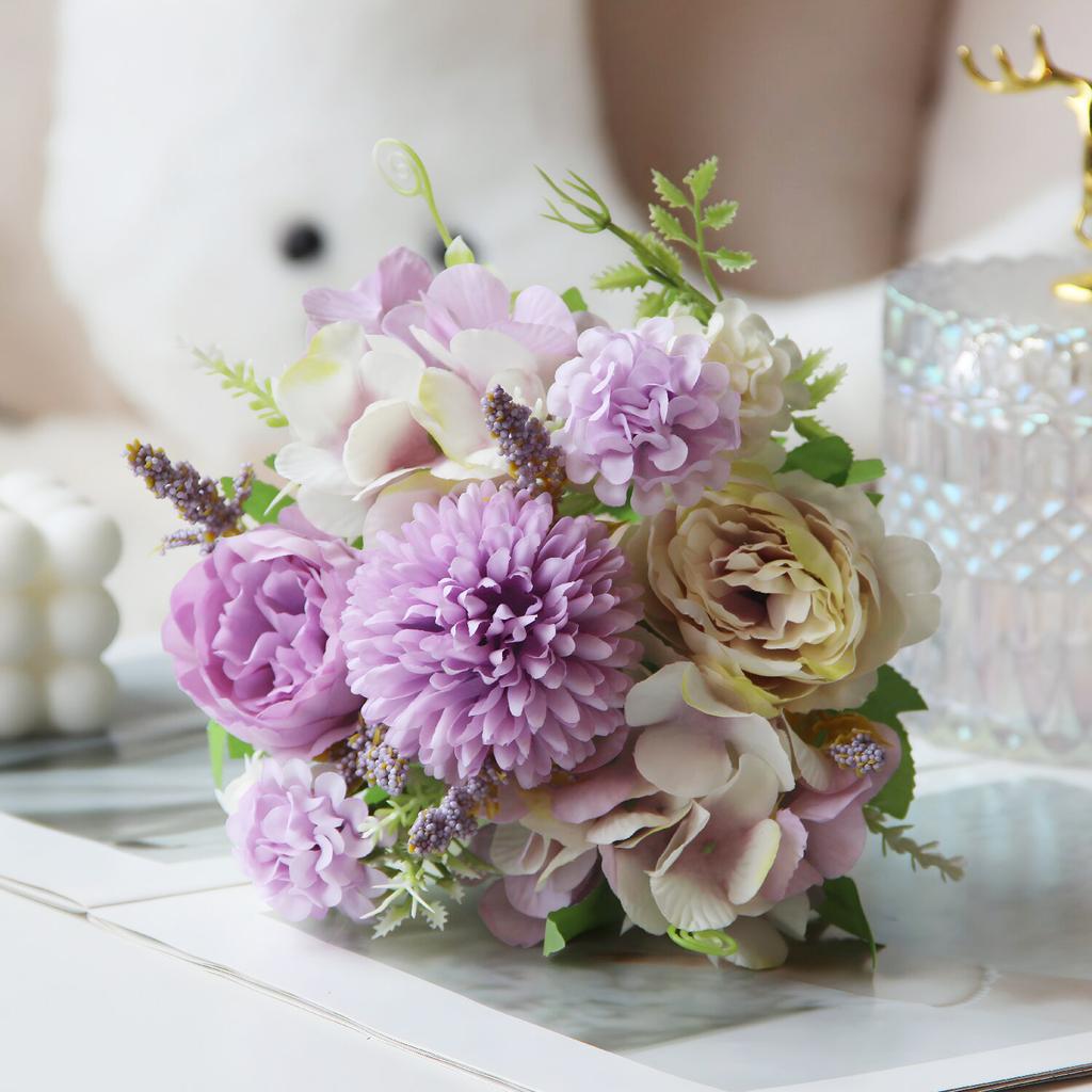 Peony and Rose Bouquet Realistic Silk Artificial Flowers Wedding Bridal Bouquet Home Garden Table Centerpiece Festival Decor