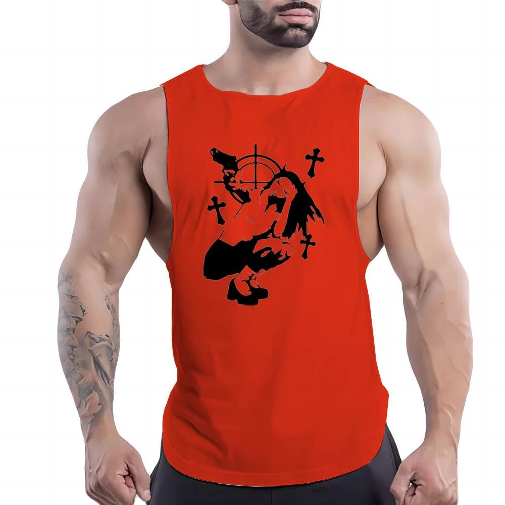 Four Seasons Fashion 2dcartoon Character Print Verão O Collar Confortável Respirável Masculino Basquete Agasalho Sem Mangas Colete