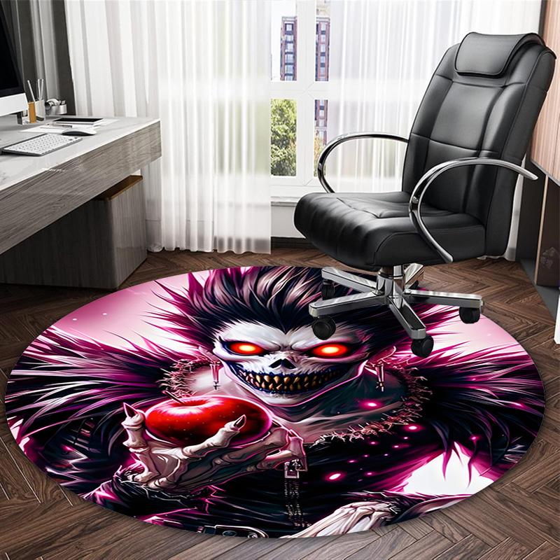 1pc D-Death Note  Carpet, Round Rug, Comfortable, Suitable for Entryways, Living Rooms, Office, And Bedrooms, Christmas Decoration