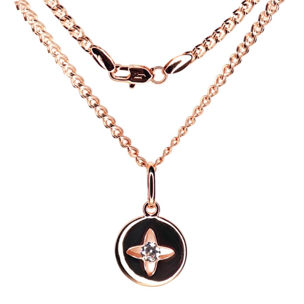 Round Four-leaf Clover Hollow Pendant Rose Gold Color Necklace Women's Color-preserving Jewelry Gift