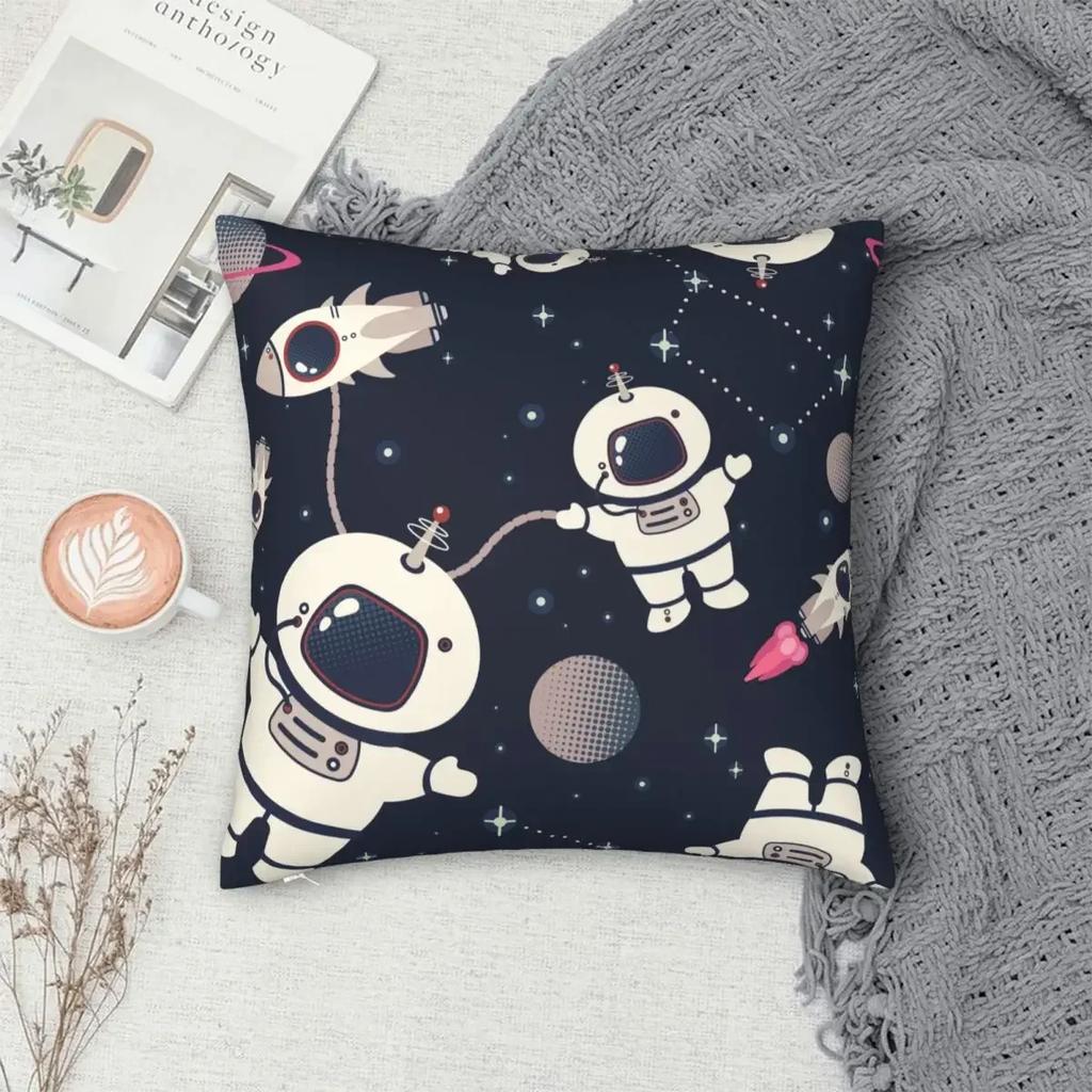 Polyester Zippered Cushion Cover Magical Cartoon Space Galact Soft Decorative Pillowcase for Home 45x45cm