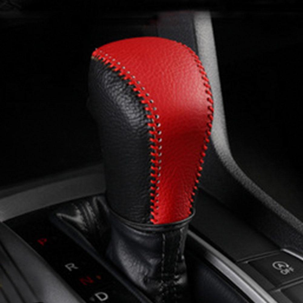 Echtes Leder Auto Schaltmanschetten Fall Getriebekopf Schaltknauf Abdeckung für Honda Civic X 10. 2016 – AT