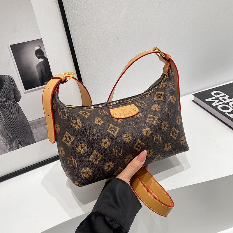 Retro Printed Bag Women's New Fashion Armpit Bag High-end Sense Versatile Diagonal Span Shoulder Bag