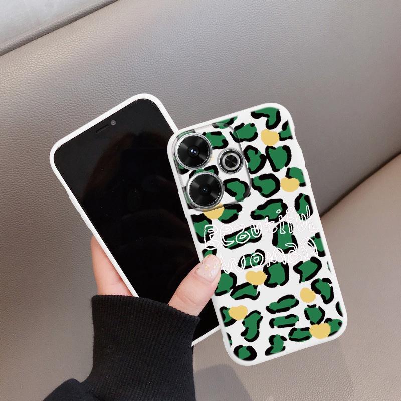 

М який силіконовий чохол з леопардовим принтом для Samsung A55 A35 M35 S24 Xiaomi Redmi Note 13 Pro 14 Poco C65 iPhone Huawei Honor Realme Camera Протиударний чохол Realme 12 5G білий