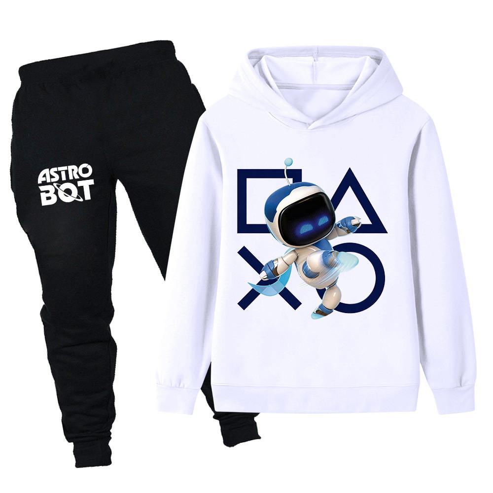 PB1338 2pcs/set Kids Boys Girls Astro Bot Printed Long Sleeves Hoodie Trousers Clothes Sets