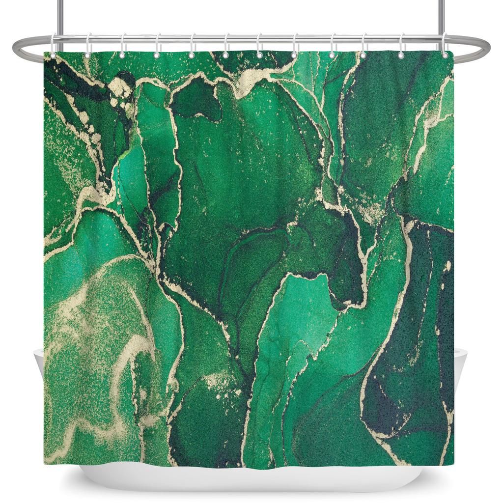 Marble Texture Shower Curtain Abstract Fluid Art Print Waterproof Bath Curtain Bathroom Decor Multiple Color Polyester With Hook