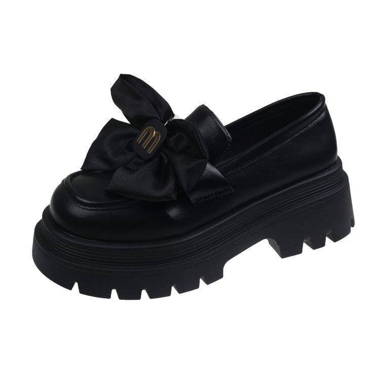 

Black Japanese JK small leather shoes for women s outer wear 2025 new British style versatile thick-soled spring and autumn one-pedal loafers 35 матовый черный
