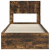 Bed Frame with Storage Space and Headboard Smoked Oak